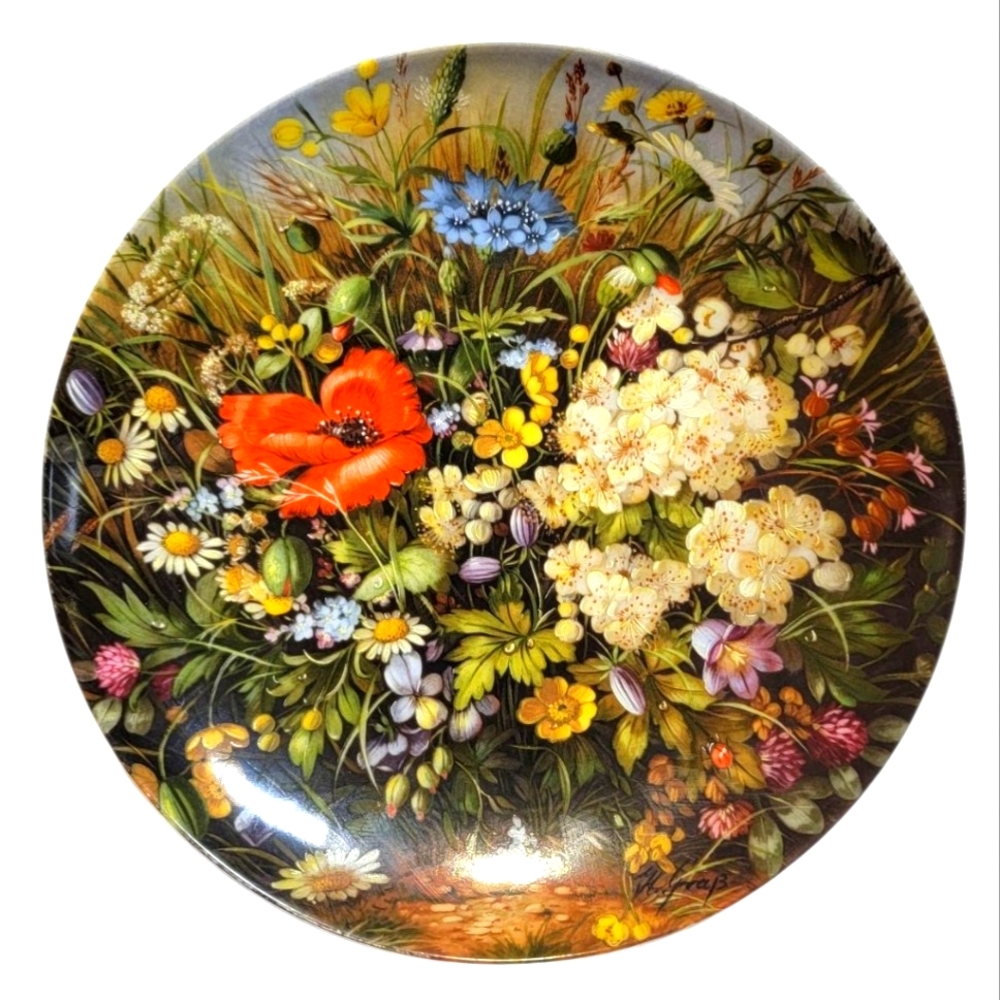 VTG 1989! FURSTENBERG 'By the Wayside' Hand Painted Plate BY Hans Grab Germany